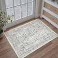 Black Entryway Area Rug 2x3 Door Mat Machine Washable Kitchen Vintage Distressed Non Slip Carpet Indoor Retro Floral Accent Throw Small Rug for Bathroom Office Bedroom Dining Room