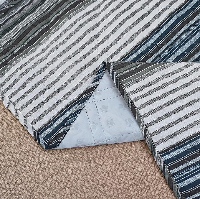 Brilliant Sunshine Multi Grey Stripes Patchwork Couch Armrest 5 Pockets Organizer, Slip Resistant Armchair Caddy, Washable Remote Controls Holder, Storage for Magazine, Tablet, Phone, iPad, Multi Grey