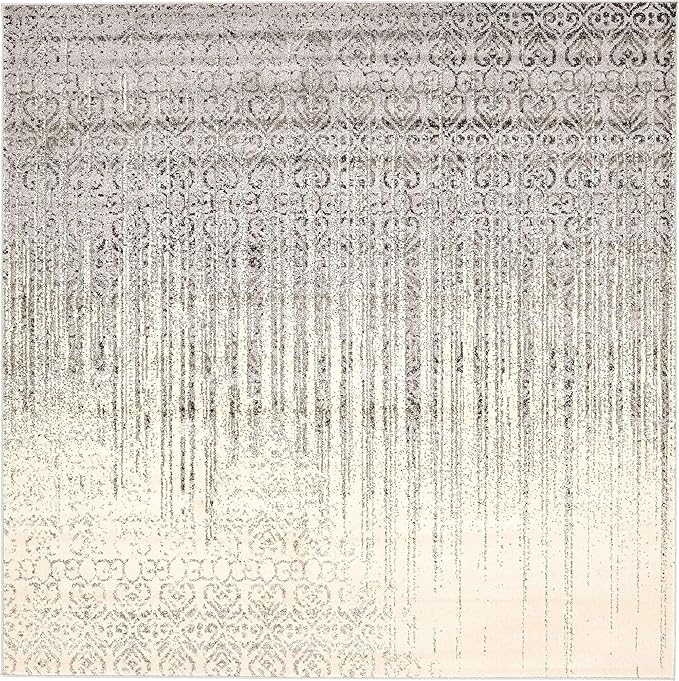 Unique Loom Del Mar Collection Area Rug - Jennifer (7' 10" Square, Gray/ Black)