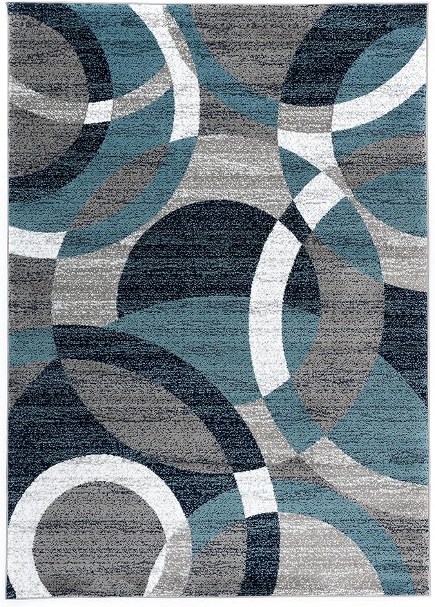 Rugshop Contemporary Abstract Circles Perfect for high Traffic Areas of Your Living Room,Bedroom,Home Office,Kitchen Area Rug 10' x 14' Blue