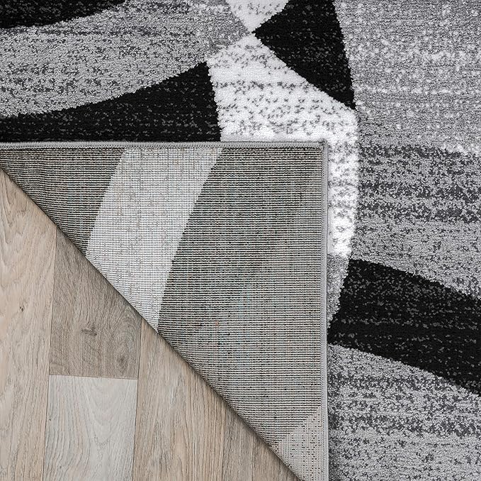 Rugshop Gray Modern Geometric Area Rug, Abstract Circles, High-Traffic, Non-Shedding, for Bedroom, Home Office and Small Living Room, 3'3" x 5'