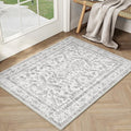 Grey 2x3 Entryway Rug Vintage Area Carpet Indoor Kitchen Washable Door Mat Entrance Small Low Pile Traditional Distressed Retro Accent Throw Rug Non Slip Office Bathroom