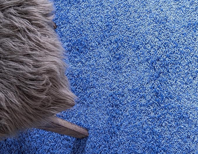 Unique Loom Solid Shag Collection Area Rug (2' 6" x 16' 5" Runner, Periwinkle Blue)