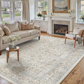 Taupe Area Rug 6x9 Machine Washable Vintage Living Room Distressed Non Slip Carpet Traditional Indoor Bedroom Retro Floral Accent Throw Large Rug for Office Kitchen Dining Room