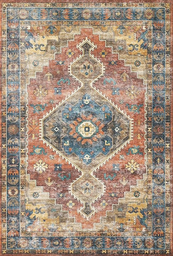 Loloi Skye Collection SKY-11 Rust/Blue 2'-6" x 12'-0" Runner Rug