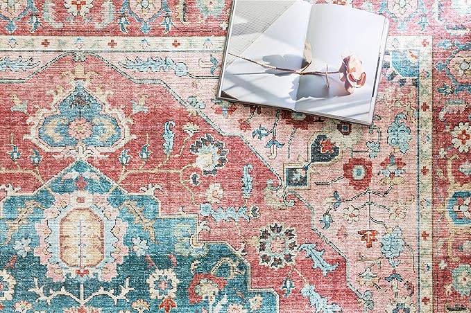 Loloi II Skye Collection SKY-05 Brick/Ocean 3'-6" x 5'-6" Accent Rug
