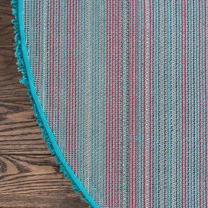 Unique Loom Solid Shag Collection Area Rug (5' 1" Round, Turquoise)