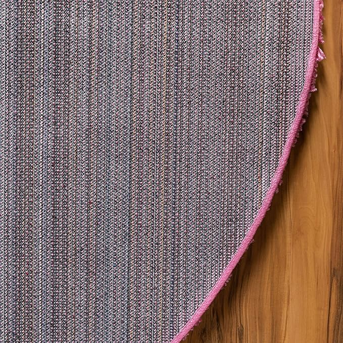 Unique Loom Solid Shag Collection Area Rug (5' 1" x 8' Oval, Taffy Pink)