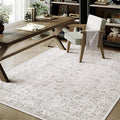 Gray Area Rug 3x5 Office Entryway Rug Machine Washable Kitchen Vintage Distressed Non Slip Carpet Indoor Grey Retro Floral Accent Throw Door Mat for Bathroom Bedroom Dining Living Room