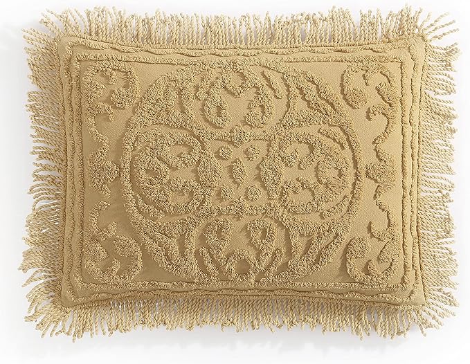 Beatrice Home Fashions Medallion Chenille Bedspread, King Sham, Gold