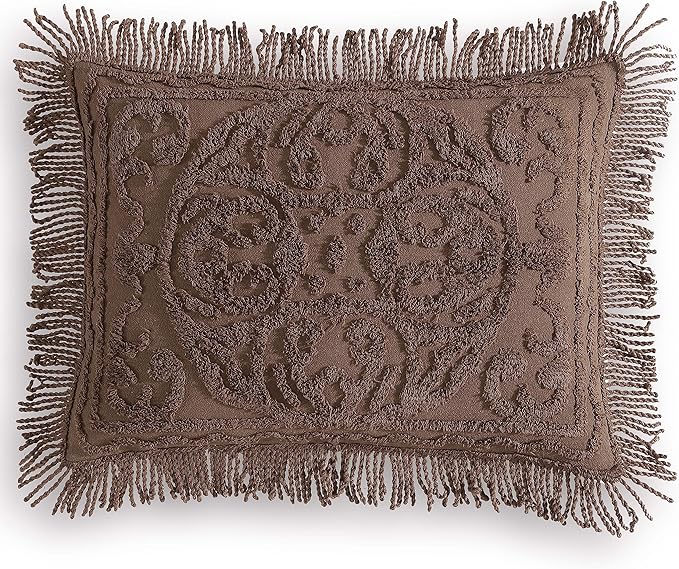 Beatrice Home Fashions Medallion Chenille Bedspread, King Sham, Chocolate