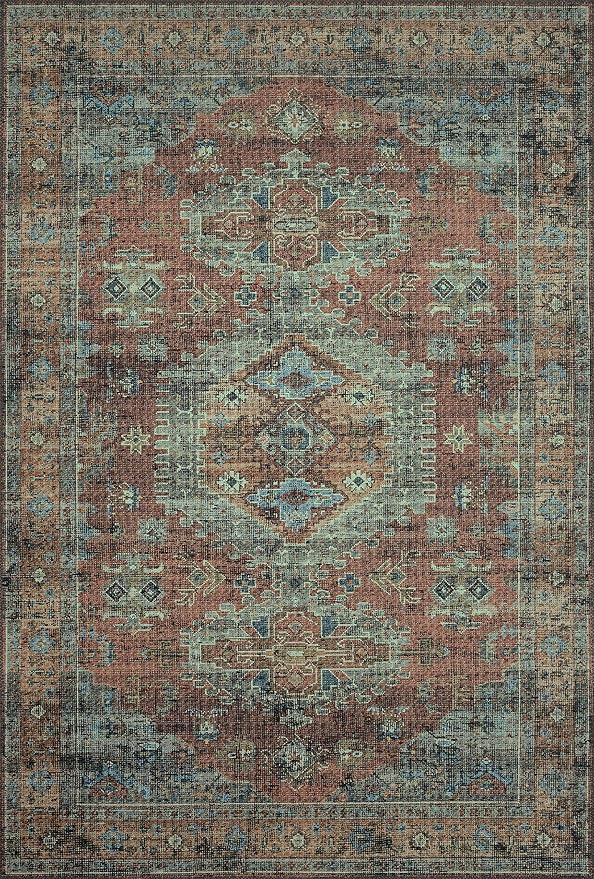 Loloi Skye Collection SKY-07 Terracotta/Sky 6'-0" x 9'-0" Area Rug