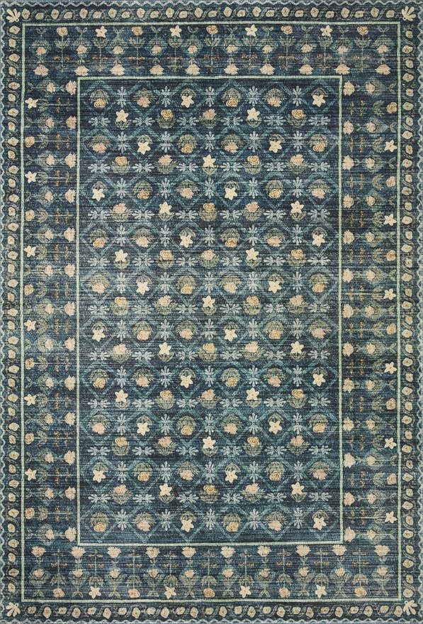 Loloi Rifle Paper Co. Eden Collection EDE-03 Lattice Indigo 2'-6" x 7'-6" Runner Rug feat. CloudPile™