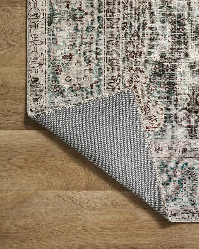 Loloi Chris Loves Julia Jules Collection JUL-08 Emerald/Antique Ivory 5'-0'' x 7'-6'', .13" Pile Height, Area Rug