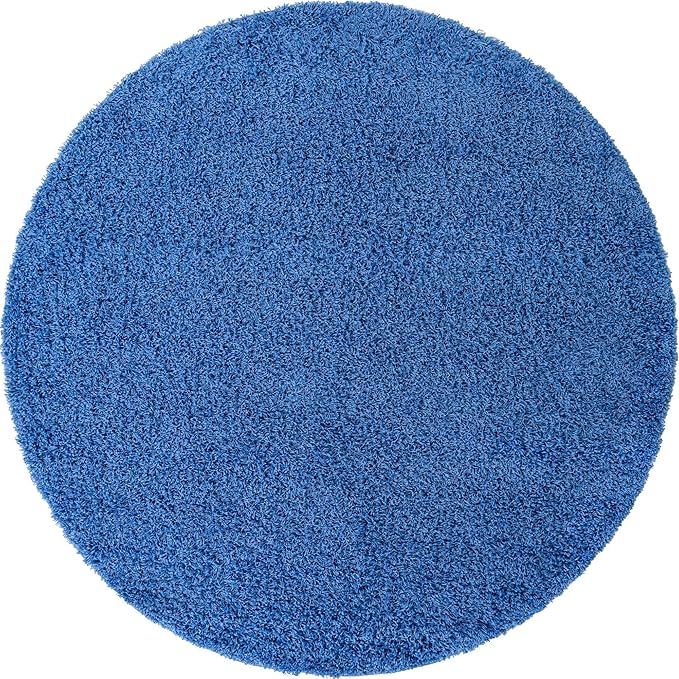 Unique Loom Solid Shag Collection Area Rug (7' 1" Round, Periwinkle Blue)