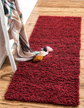 Unique Loom Solid Shag Collection Area Rug (2' 2" x 6' 7" Runner, Cherry Red)