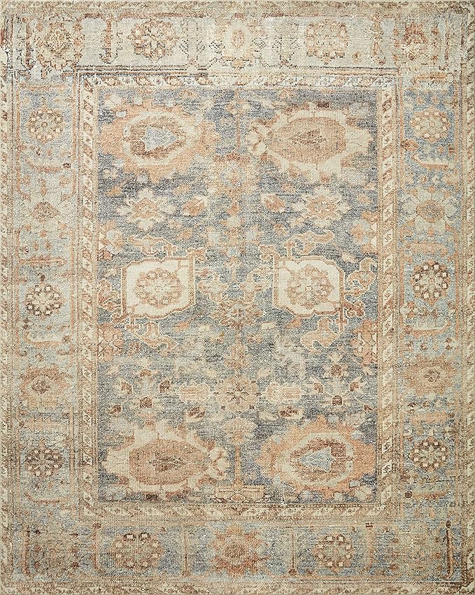 Loloi Margot Collection MAT-03 Ocean/Spice 8'-6" x 11'-6" Area Rug feat. CloudPile, No-Shed Easy Clean Large Patterned Area Rug for Living Room, Bedroom, Dining Area