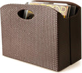 BLU MONACO | Brown Woven Leather Magazine Holder | Storage Basket with Handles for Office Living Room or Bathroom | Vertical Magazine File Organizer