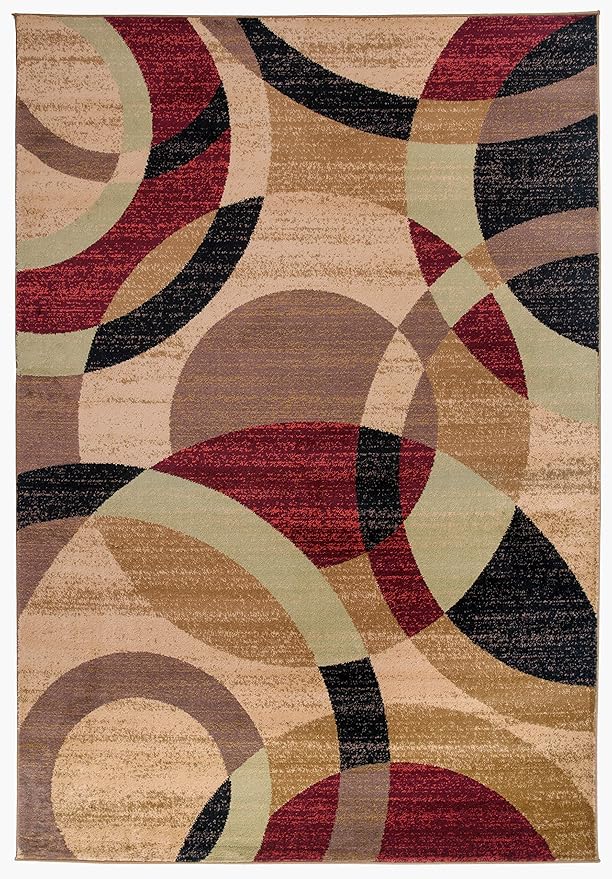 Rugshop Contemporary Abstract Circles Perfect for high Traffic Areas of Your Living Room,Bedroom,Home Office,Kitchen Area Rug 7'10" x 10'2" Multi