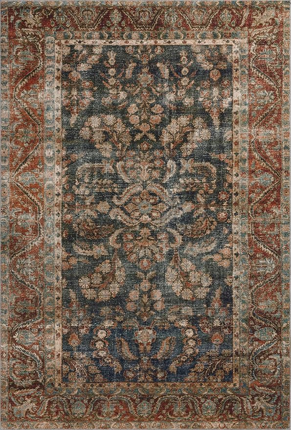 Loloi Chris Loves Julia Jules Collection JUL-10 Ocean/Spice 2'-6" x 7'-6", .13" Pile Height, Runner Rug