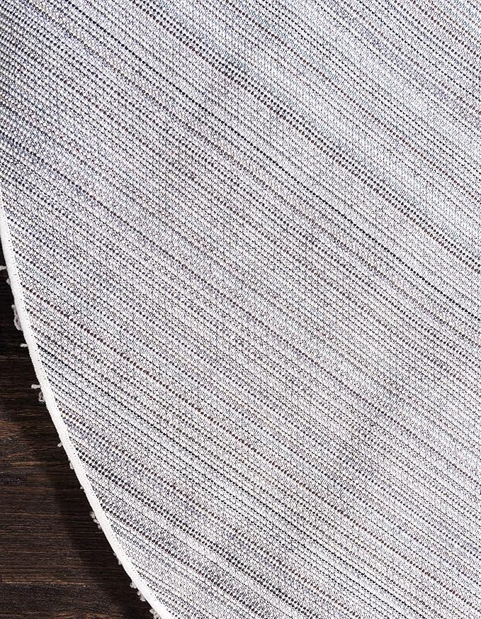 Unique Loom Solid Shag Collection Area Rug (6' 1" Round, Snow White)