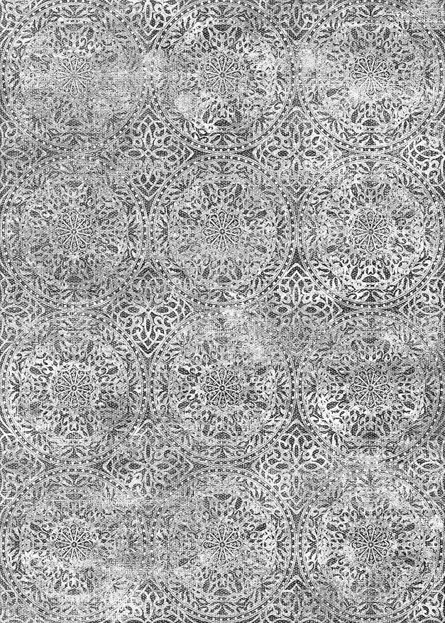 vivorug Round Rug 4ft Vintage-Inspired Round Area Rug Non-Slip Indoor Carpet for Living Room Bedroom Entryway, Stain Resistant Home Decor Circle Rug, Grey Medallion