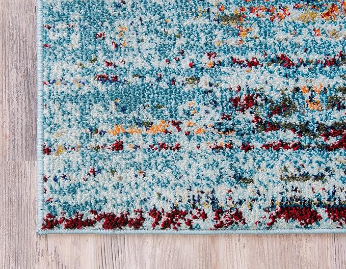 Unique Loom Solid Shag Collection Area Rug (2' 7" x 10' Runner, Deep Aqua Blue)