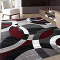 Rugshop Contemporary Abstract Circles Perfect for high Traffic Areas of Your Living Room,Bedroom,Home Office,Kitchen Area Rug 9' x 12' Red