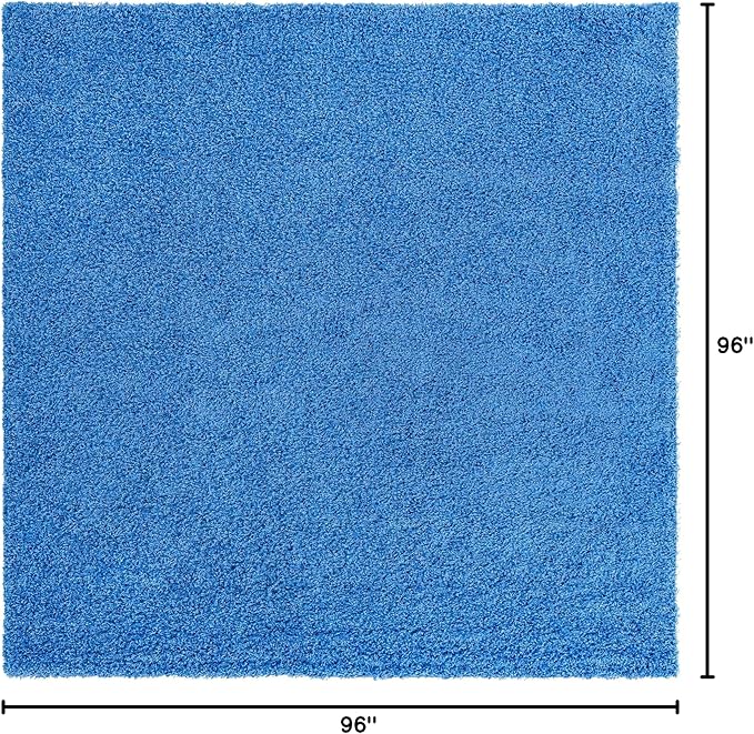 Unique Loom Solid Shag Collection Area Rug (8' Square, Periwinkle Blue)