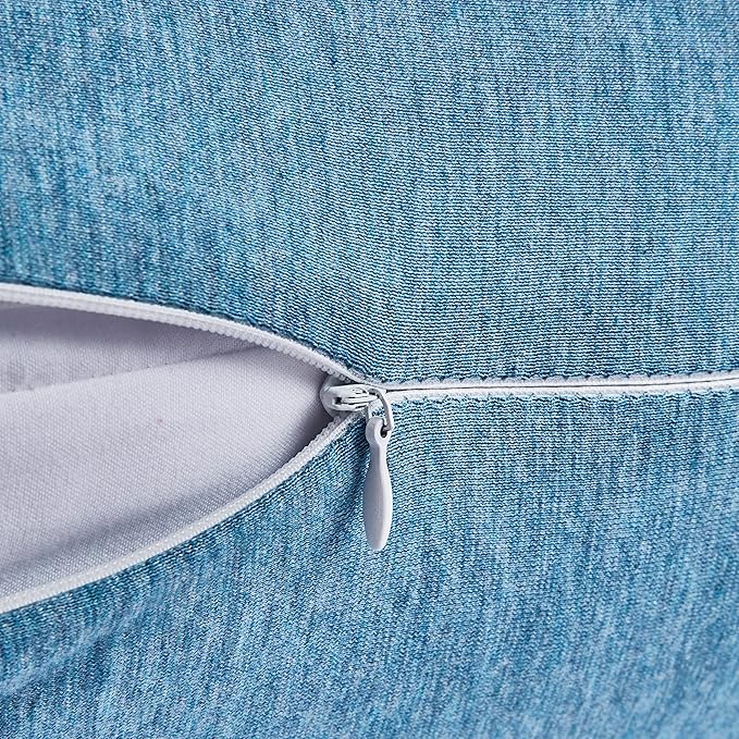Oubonun 100% Jersey Cotton Body Pillow Cover with Zipper - Luxury Soft Removable Pillow Case - Long Fuzzy - Knitted (Light Blue, 21"X54")