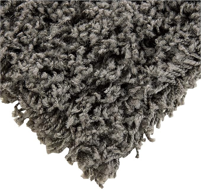 Unique Loom Solid Shag Collection Area Rug (3' 3" Square, Graphite Gray)