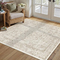 Light Brown Area Rug 4x5 Office Entryway Rug Machine Washable Kitchen Vintage Distressed Non Slip Carpet Indoor Retro Floral Accent Throw Door Mat for Bathroom Bedroom Dining Living Room