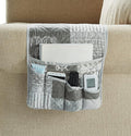 Brilliant Sunshine Grey Floral Patchwork Sofa Armrest 5 Pockets Organizer, Slip Resistant Recliner Armchair Caddy, Washable Remote Controls Holder, Storage for Magazine, Tablet, iPad, 35×13", Grey