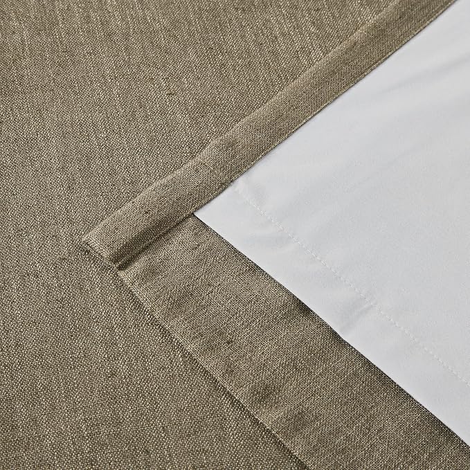 Vision Home Brown Linen Full Blackout Curtains 90 inch Long for Bedroom Living Room Darkening Soundproof Window Panels Thermal Insulated Rod Pocket Back Tab Neutral Drapes 56" Wx90 Lx2