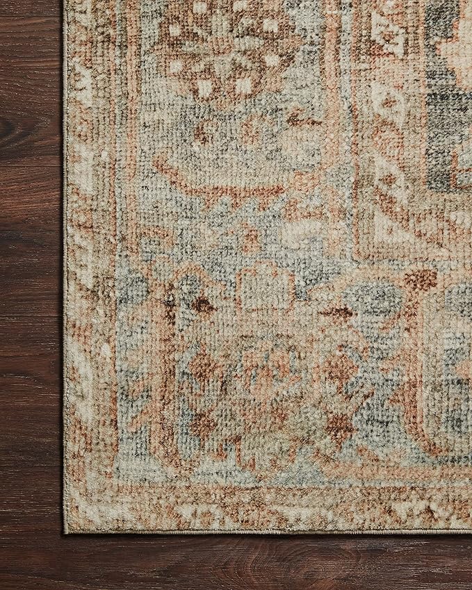 Loloi Margot Collection MAT-03 Ocean/Spice 3'-6" x 5'-6" Accent Rug feat. CloudPile, No-Shed Easy Clean Large Patterned Area Rug for Living Room, Bedroom, Dining Area