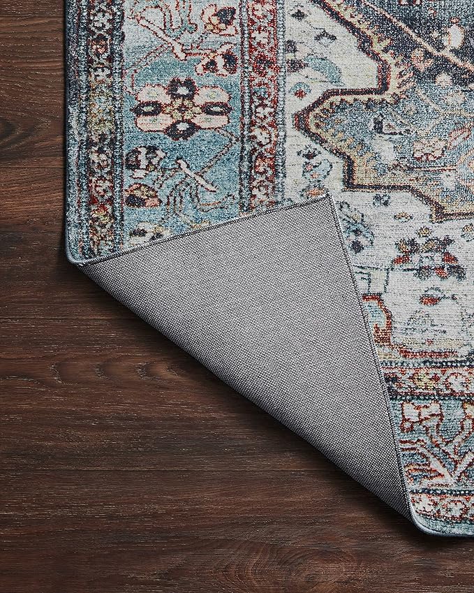 Loloi Margot Collection MAT-05 Ocean/Brick 2'-6" x 11'-6" Runner Rug feat. CloudPile, No-Shed Easy Clean Large Patterned Area Rug for Living Room, Bedroom, Dining Area