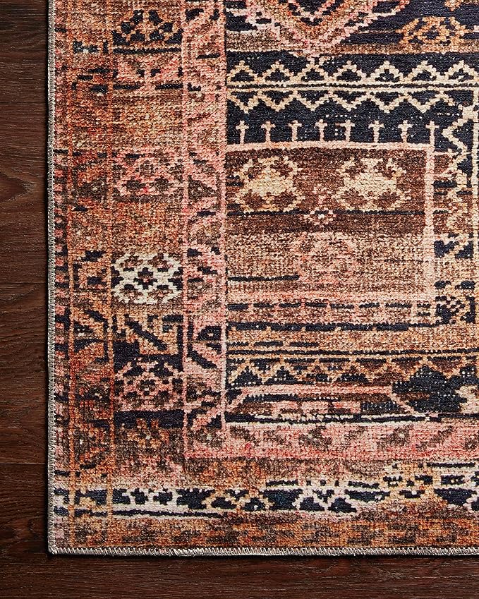 Loloi II Layla Collection, LAY-14, Mocha/Blush, 2'-3'' x 3'-9'', 13'' Thick, Accent Rug, Soft, Durable, Vintage Inspired, Distressed, Low Pile, Non-Shedding, Easy Clean, Printed, Living Room Rug