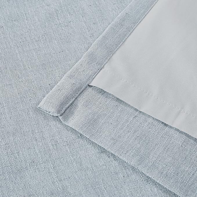 Vision Home Blue Fog Linen Full Blackout Curtains 108 inch for Bedroom Living Room Darkening Soundproof Window Panels 9FT Thermal Insulated Rod Pocket Back Tab Farmhouse Drapes 56" Wx108 Lx2
