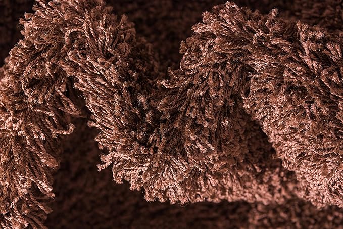 Unique Loom Solid Shag Collection Area Rug (2' 6" x 13' 1" Runner, Chocolate Brown)