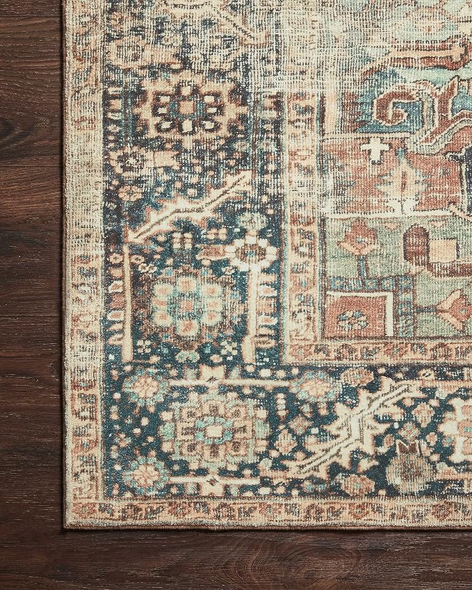 Loloi Margot Collection MAT-02 Terracotta/Lagoon 2'-6" x 9'-6" Runner Rug feat. CloudPile, No-Shed Easy Clean Large Patterned Area Rug for Living Room, Bedroom, Dining Area