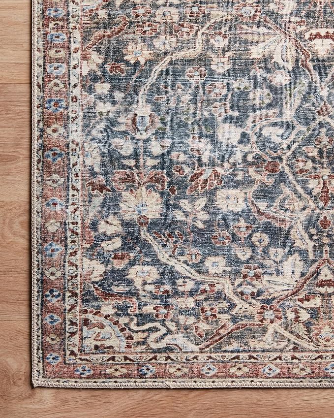 Loloi Chris Loves Julia Jules Collection JUL-06 Denim/Spice 9'-6" x 14', .13" Pile Height, Area Rug