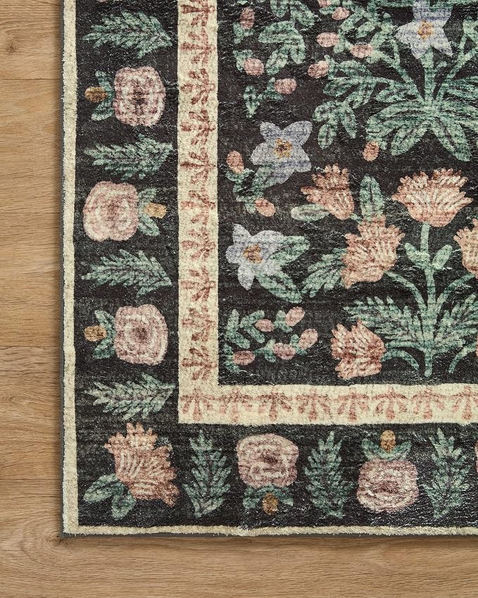 Loloi Rifle Paper Co. Eden Collection EDE-02 Mughal Garden Black 7'-6" x 9'-6" Area Rug feat. CloudPile™