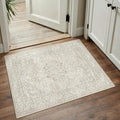 Beige 2x3 Area Rug Washable Vintage Small Carpet for Entryway Kitchen Soft Retro Floral Low Pile Thin Door Mat Non Slip Central Medallion Throw Rug for Bathroom Office Bedroom Dining Room