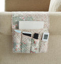 Brilliant Sunshine Rose and Sage Patchwork Sofa Armrest 5 Pockets Organizer, Slip Resistant Armchair Caddy, Washable Remote Controls Holder, Storage for Magazine, Tablet, Phone, iPad,35×13",Rose Sage