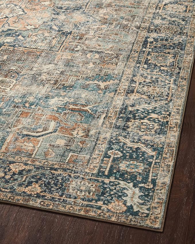Loloi Margot Collection MAT-02 Terracotta/Lagoon 5'-0" x 7'-6" Area Rug feat. CloudPile, No-Shed Easy Clean Large Patterned Area Rug for Living Room, Bedroom, Dining Area