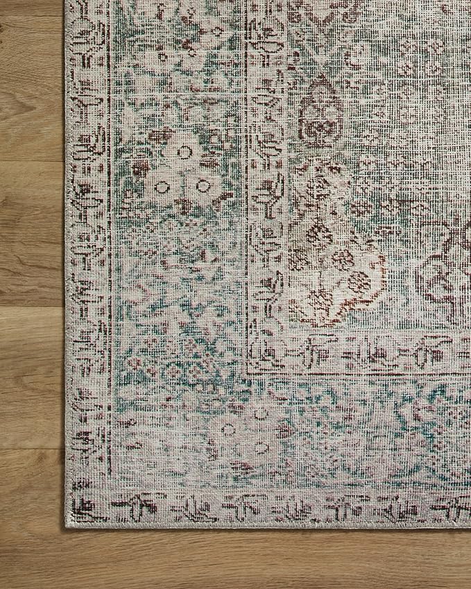 Loloi Chris Loves Julia Jules Collection JUL-08 Emerald/Antique Ivory 3'-6'' x 5'-6'', .13" Pile Height, Accent Rug