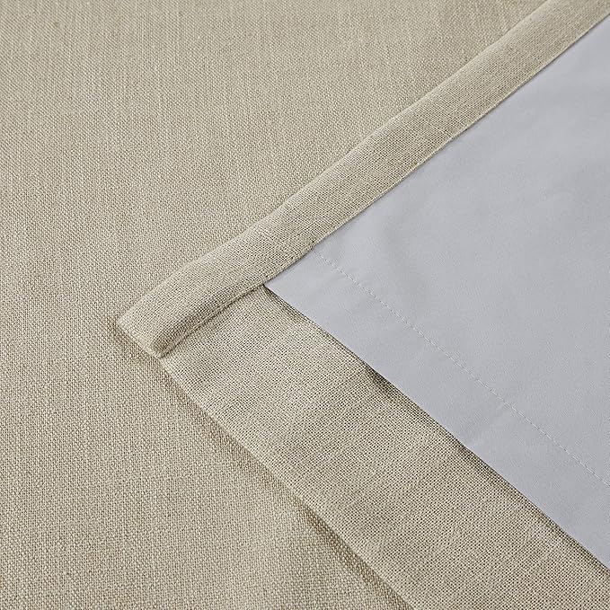 Vision Home Sand Linen Full Blackout Curtains 120 inch for Bedroom Living Room Darkening Soundproof Window Panels Thermal Insulated Rod Pocket Back Tab Neutral Drapes 10FT 56" Wx120 Lx2