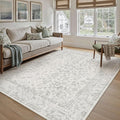 5x7 Grey Area Rug Non Slip Vintage Living Room Distressed Machine Washable Carpet Traditional Indoor Bedroom Grey Retro Floral Accent Throw Rug for Office Kitchen Dorm Dining Room