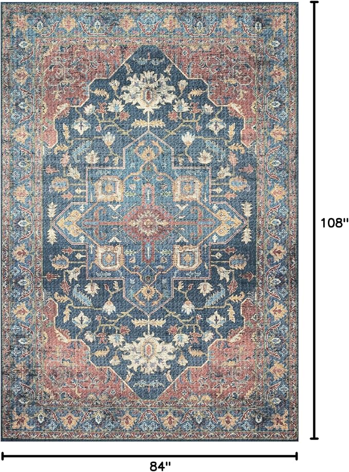 Loloi Skye Collection SKY-08 Denim/Brick 7' x 9' Oval Area Rug