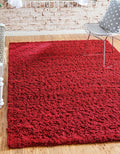 Unique Loom Solid Shag Collection Area Rug (2' 7" x 10' Runner, Cherry Red)